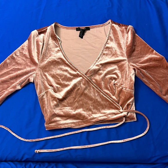 Pink Velvet crop crisscross top